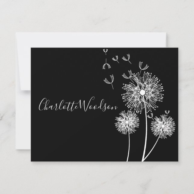 Dandelion Fleurs Dans Le Vent Script Nom Cartes De (Devant)