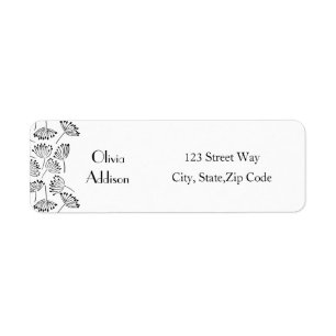 Dandelion floral moderne noir et blanc Simple