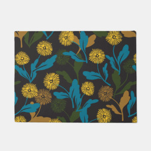 Dandelion floral pattern black ver doormat