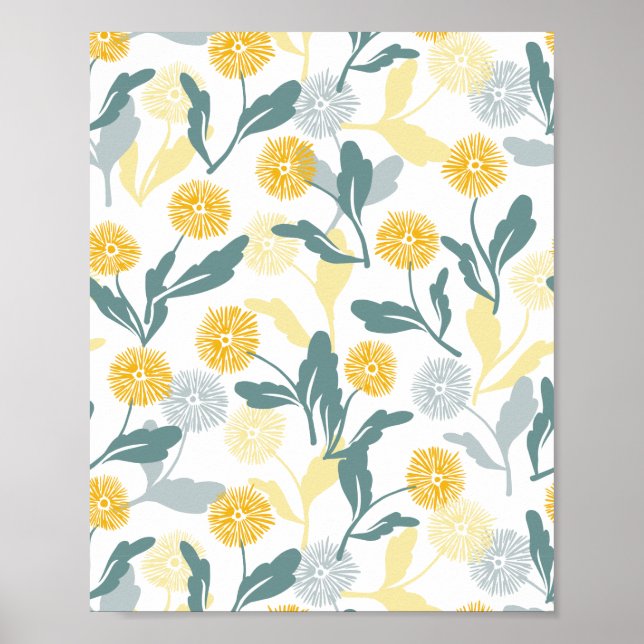 Dandelion floral pattern white ver poster (Front)