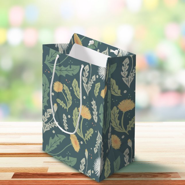 Dandelion Floral Weed Pattern Medium Gift Bag (Dandelion Gift Bag)