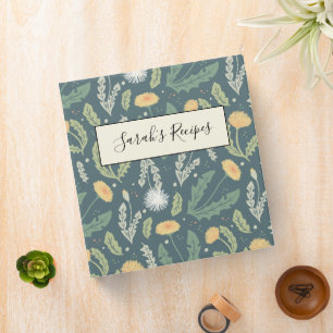 Dandelion Floral Weed Pattern Recipe Binder