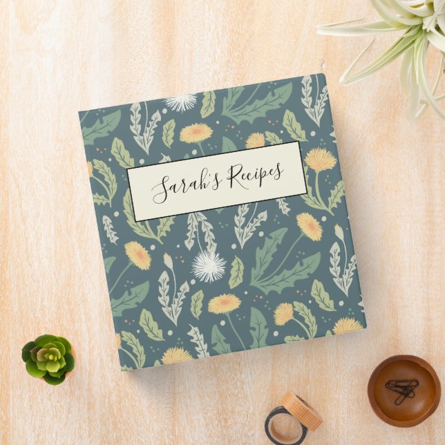 Dandelion Floral Weed Pattern Recipe Binder (In Situ)