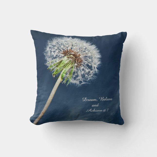 dandelion flower and motivational pillow (Front)