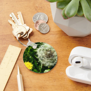 Dandelion flower and seed head keychain