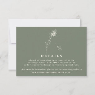 Dandelion Flower Boho Sage Simple Wedding Invitation