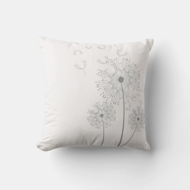 Dandelion flower on pure white throw pillow (Front)