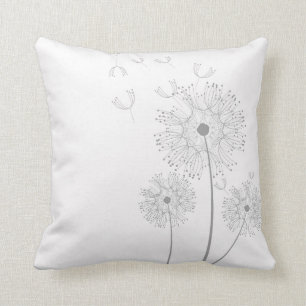 Dandelion flower on pure white throw pillow
