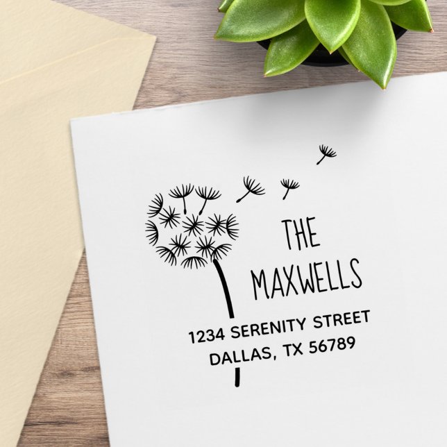 Dandelion Flower Parachutes Family Address Rubber Stamp (Creator Uploaded)