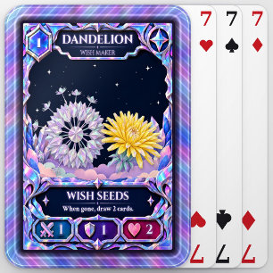 Dandelion Flower, Rainbow Foil Art Playing Cards
