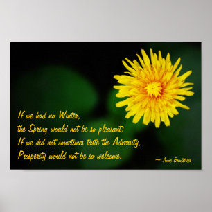Dandelion Flower With Anne Bradstreet Quote Poster