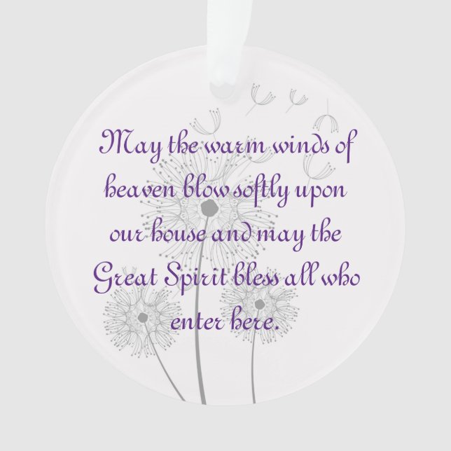 Dandelion Flowers Bless this Home Ornament (Front)