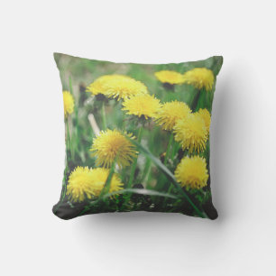 Dandelion Flowers Dandelions Yellow Green Throw Pillow