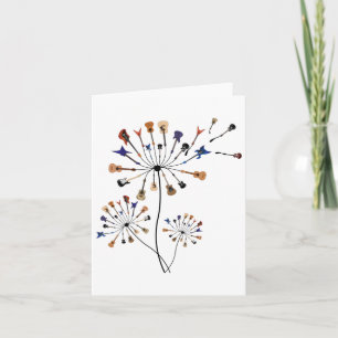 Dandelion Flowers Guitar Music Lover Guitarlist Card