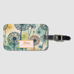 Dandelion flowers pattern digital art personalized luggage tag