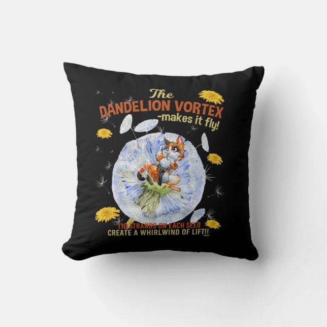 Dandelion Flowers - Science Seed Facts Throw Pillow (Front)