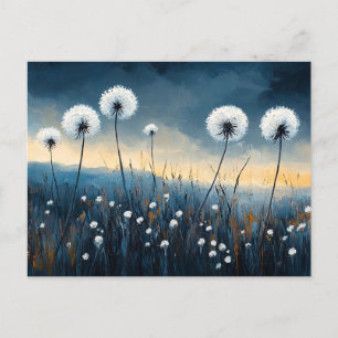 Dandelion Fluff Dramatic Painting Postcard