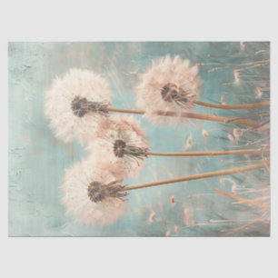 Dandelion Fluff on Light Blue Watercolor Decoupage Tissue Paper