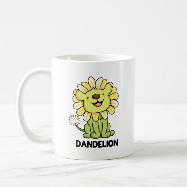 Dandelion Funny Lion Pun  Coffee Mug (Left)