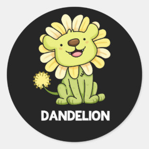 Dandelion Funny Lion Pun Dark BG Classic Round Sticker