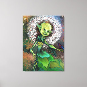 Dandelion Girl and Butterfly Canvas Print Painting