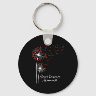 Dandelion Go Red Ribbon Heart Disease Awareness Mo Keychain
