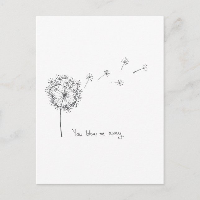 Dandelion hand illustrated funny Valentines card (Front)
