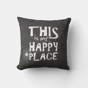 Dandelion Happiness on chalkboard Throw Pillow