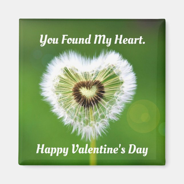 Dandelion Heart Square Magnet (Front)