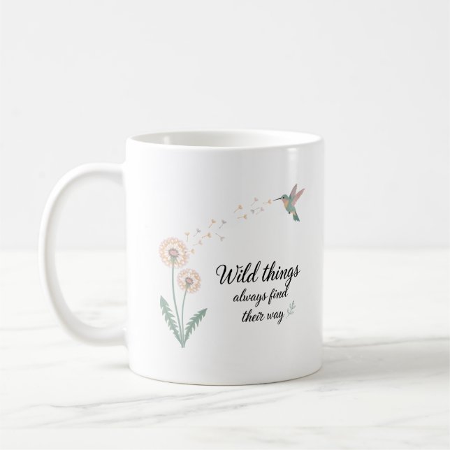 Dandelion Hummingbird Inspirational Design Coffee Mug (Left)