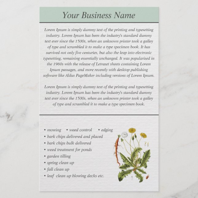 Dandelion Illustration Landscaping Business Flyer (Front)