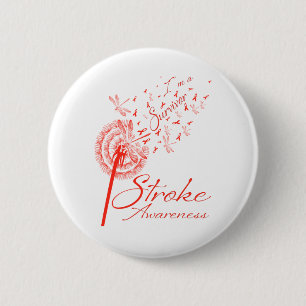 Dandelion I'm A Survivor Stroke Awareness Flower 2 Inch Round Button