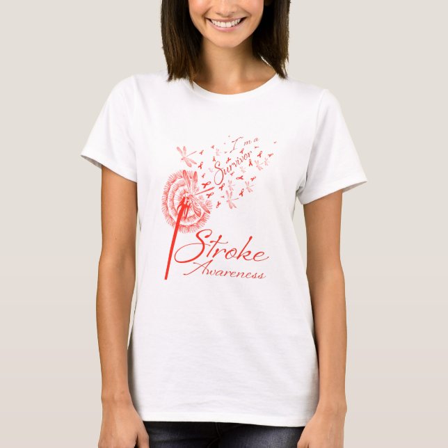 Dandelion I'm A Survivor Stroke Awareness Flower T-Shirt (Front)