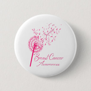 Dandelion I'm Survivor Breast Cancer Awareness 2 Inch Round Button