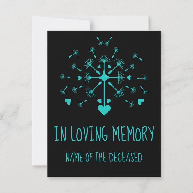 Dandelion In The Wind In Loving Memory  Card (Front)