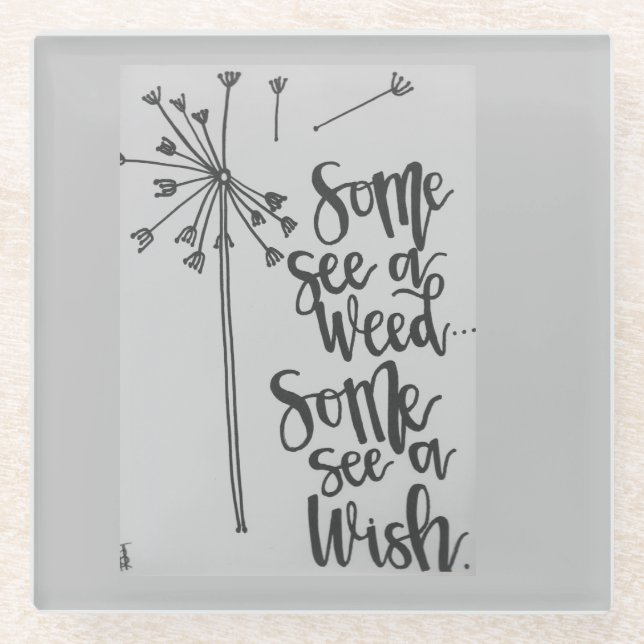 Dandelion inspiration glass coaster (Front)