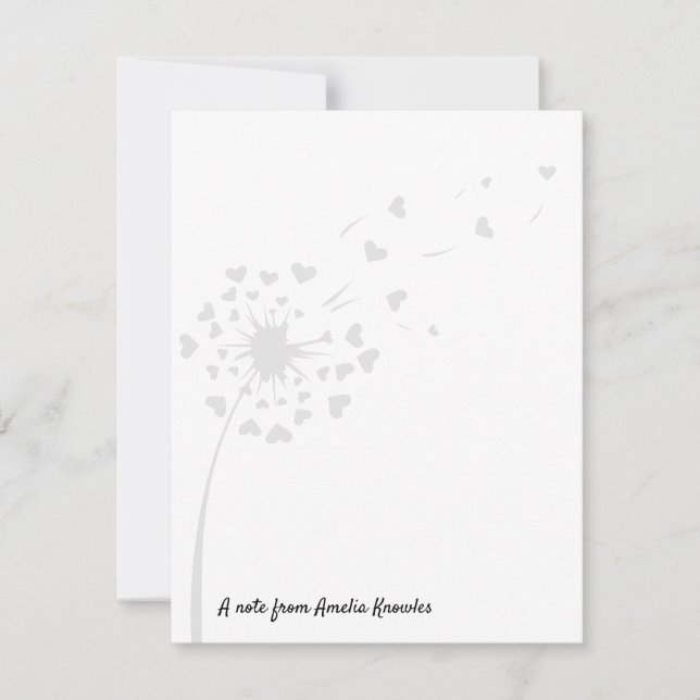 Dandelion Light Grey Cute Simple Script Name Chic Card (Front)