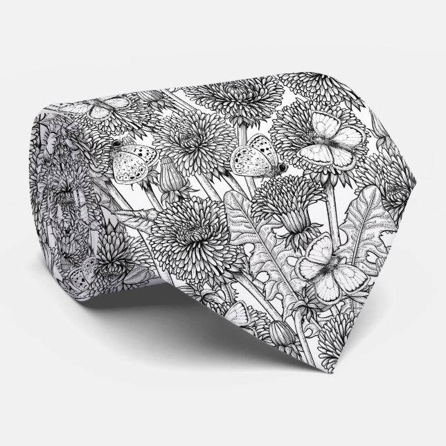 Dandelion meadow in black and white tie (Rolled)
