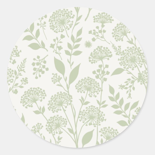 Dandelion Meadow Soft Olive - Neutral Classic Round Sticker (Front)