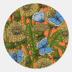 Dandelion medow classic round sticker