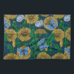 Dandelion medow kitchen towel<br><div class="desc">Vector seamless pattern with dandelions and common blue butterflies.</div>