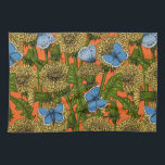Dandelion medow kitchen towel<br><div class="desc">Vector seamless pattern with dandelions and common blue butterflies.</div>
