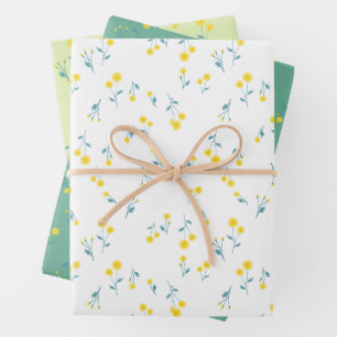 Dandelion Minimalist Floral Whimsical Ditsy Cute Wrapping Paper Sheet