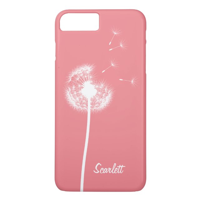 Dandelion Monogram on Coral iPhone 7 Plus Case-Mate iPhone Case (Back)
