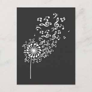 Dandelion Musical Notes Music Lover Nature Flower Postcard