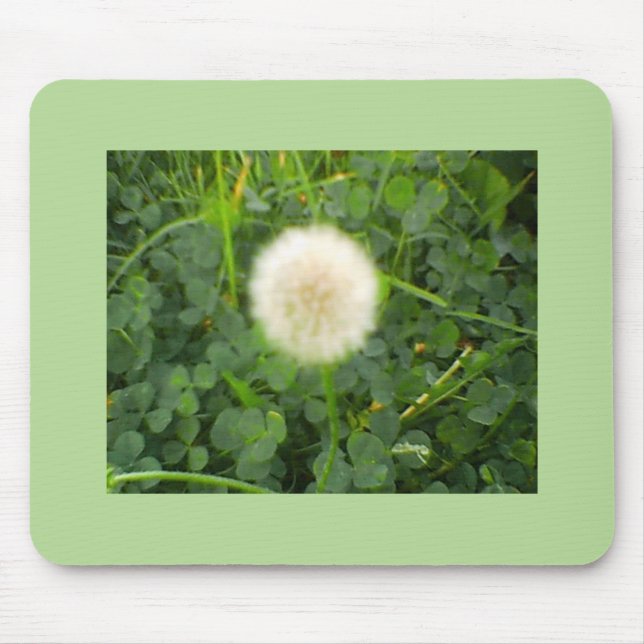 Dandelion Nestled in Green Clover Mouse Pad (Front)