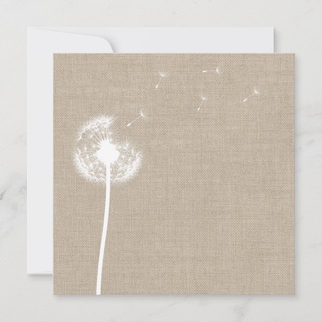 Dandelion on Burlap Blank Invitation (Front)