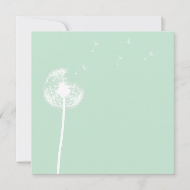Dandelion on Mint Blank Invitation (Front)