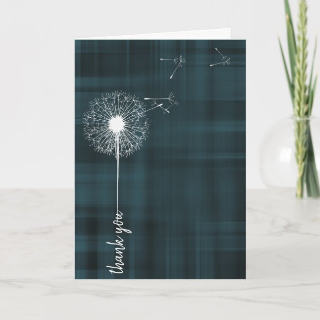 dandelion on plaid thank you card (Front)