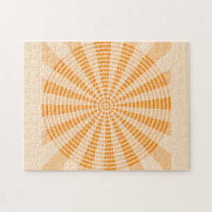 Dandelion, Orange Spiral, Boho Abstract Art Jigsaw Puzzle